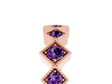 Rose gold Milgrain Square Bezel Round Amethyst Chevron Band_11