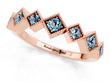 Rose gold Milgrain Square Bezel Round Aquamarine Chevron Band_7