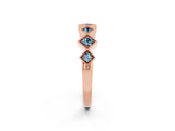 Rose gold Milgrain Square Bezel Round Aquamarine Chevron Band_8
