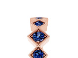 Rose gold Milgrain Square Bezel Round Blue Sapphire Chevron Band_11