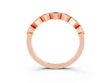 Rose gold Milgrain Square Bezel Round Blue Sapphire Chevron Band_9