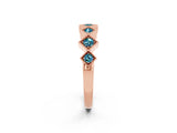 Rose gold Milgrain Square Bezel Round Blue Topaz Chevron Band_8