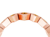 Rose gold Milgrain Square Bezel Round Citrine Chevron Band_10