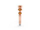 Rose gold Milgrain Square Bezel Round Citrine Chevron Band_8