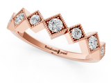 Rose gold Milgrain Square Bezel Round Diamond Chevron Band_24