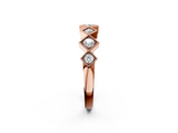 Rose gold Milgrain Square Bezel Round Diamond Chevron Band_25