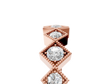 Rose gold Milgrain Square Bezel Round Diamond Chevron Band_28