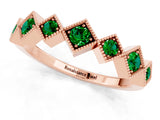 Rose gold Milgrain Square Bezel Round Emerald Chevron Band_7