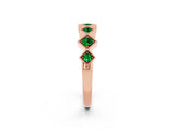 Rose gold Milgrain Square Bezel Round Emerald Chevron Band_8