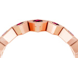 Rose gold Milgrain Square Bezel Round Garnet Chevron Band_10