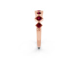Rose gold Milgrain Square Bezel Round Garnet Chevron Band_8