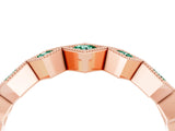 Rose gold Milgrain Square Bezel Round Green Sapphire Chevron Band_10