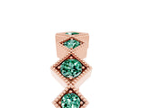 Rose gold Milgrain Square Bezel Round Green Sapphire Chevron Band_11