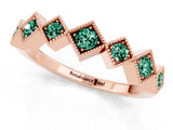 Rose gold Milgrain Square Bezel Round Green Sapphire Chevron Band_7