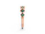 Rose gold Milgrain Square Bezel Round Green Sapphire Chevron Band_8