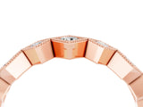 Rose gold Milgrain Square Bezel Round Moissanite Chevron Band_10