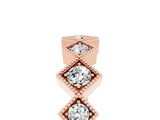 Rose gold Milgrain Square Bezel Round Moissanite Chevron Band_11