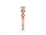 Rose gold Milgrain Square Bezel Round Moissanite Chevron Band_8