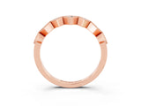 Rose gold Milgrain Square Bezel Round Moissanite Chevron Band_9