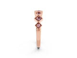 Rose gold Milgrain Square Bezel Round Morganite Chevron Band_8