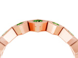 Rose gold Milgrain Square Bezel Round Peridot Chevron Band_10