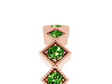 Rose gold Milgrain Square Bezel Round Peridot Chevron Band_11
