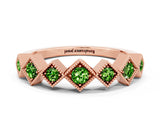 Rose gold Milgrain Square Bezel Round Peridot Chevron Band_6