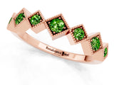Rose gold Milgrain Square Bezel Round Peridot Chevron Band_7