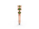 Rose gold Milgrain Square Bezel Round Peridot Chevron Band_8