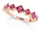 Rose gold Milgrain Square Bezel Round Pink Sapphire Chevron Band_19