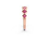 Rose gold Milgrain Square Bezel Round Pink Sapphire Chevron Band_20
