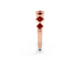 Rose gold Milgrain Square Bezel Round Ruby Chevron Band_8