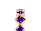 Rose gold Milgrain Square Bezel Round Tanzanite Chevron Band_11
