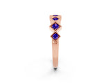 Rose gold Milgrain Square Bezel Round Tanzanite Chevron Band_8