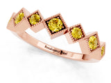Rose gold Milgrain Square Bezel Round Yellow Sapphire Chevron Band_19