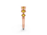 Rose gold Milgrain Square Bezel Round Yellow Sapphire Chevron Band_20