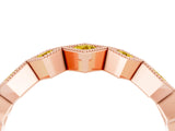 Rose gold Milgrain Square Bezel Round Yellow Sapphire Chevron Band_22