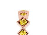 Rose gold Milgrain Square Bezel Round Yellow Sapphire Chevron Band_23