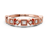 Rose gold Milgrain Square Diamond Eternity Band with Bezel Setting_23