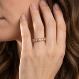 Rose gold Milgrain Square Diamond Eternity Band with Bezel Setting_42