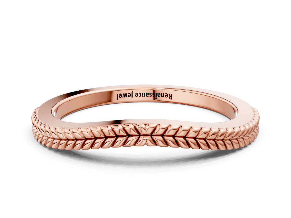 Rose gold Milgrain Twist Contour Wedding Band_38