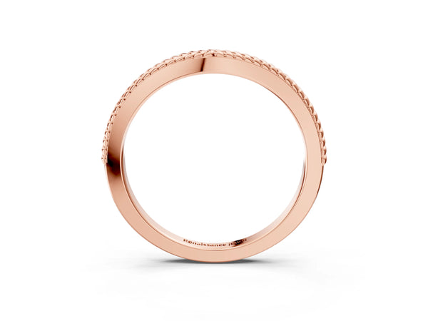 Rose gold Milgrain Twist Contour Wedding Band