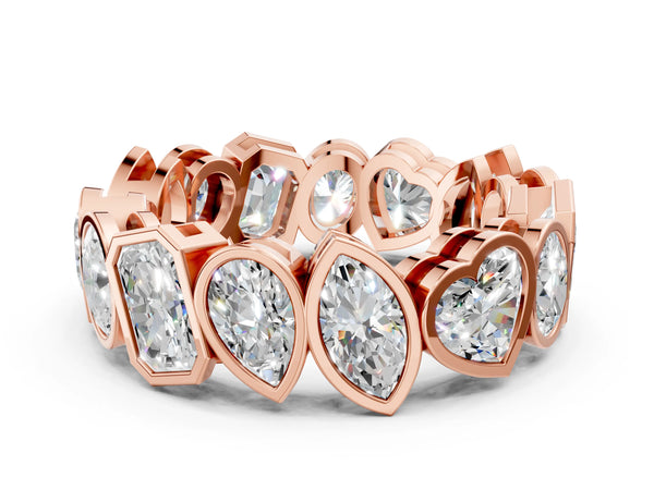 Rose gold Mixed Shape Diamond Bezel Set Eternity Wedding Band