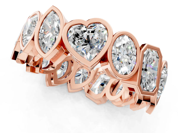 Rose gold Mixed Shape Diamond Bezel Set Eternity Wedding Band