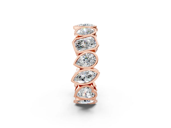 Rose gold Mixed Shape Diamond Bezel Set Eternity Wedding Band