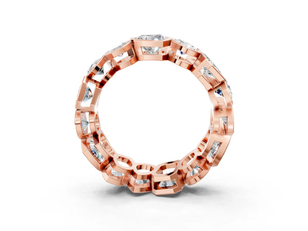 Rose gold Mixed Shape Diamond Bezel Set Eternity Wedding Band
