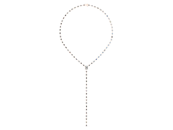 Rose gold Mixed Shape Diamond Lariat Necklace with Station Accents