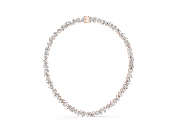 Rose gold Mixed Shape Diamond Tennis Necklace