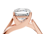 Rose gold Modern Tension Set Asscher Solitaire Wide Band Ring_61