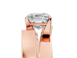 Rose gold Modern Tension Set Asscher Solitaire Wide Band Ring_62